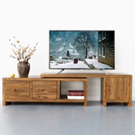 老榆木可伸缩电视柜实木家具现代简约多功能新中式小茶几储物地柜
